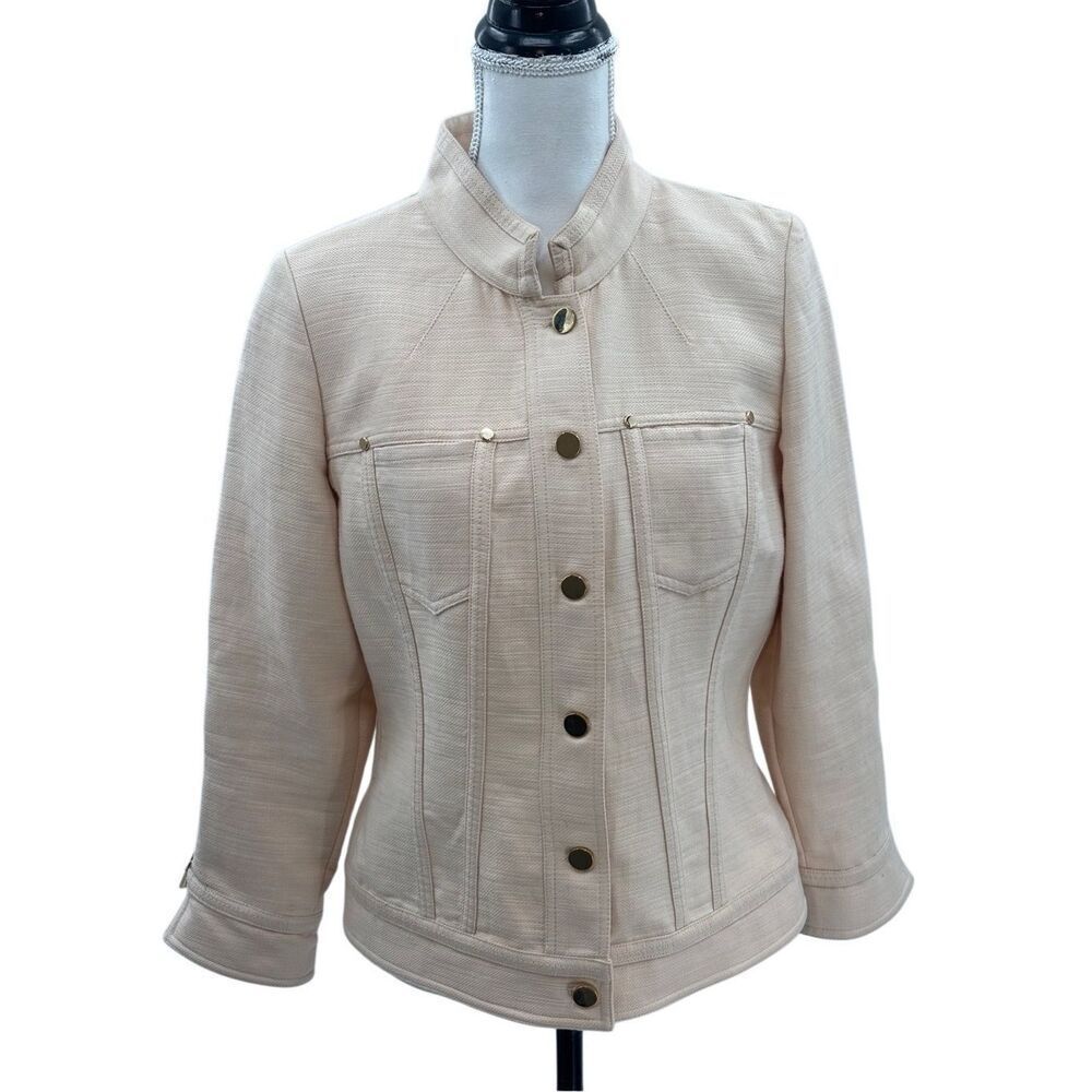 Etcetera Textured Cream Fitted Jacket – Size 8